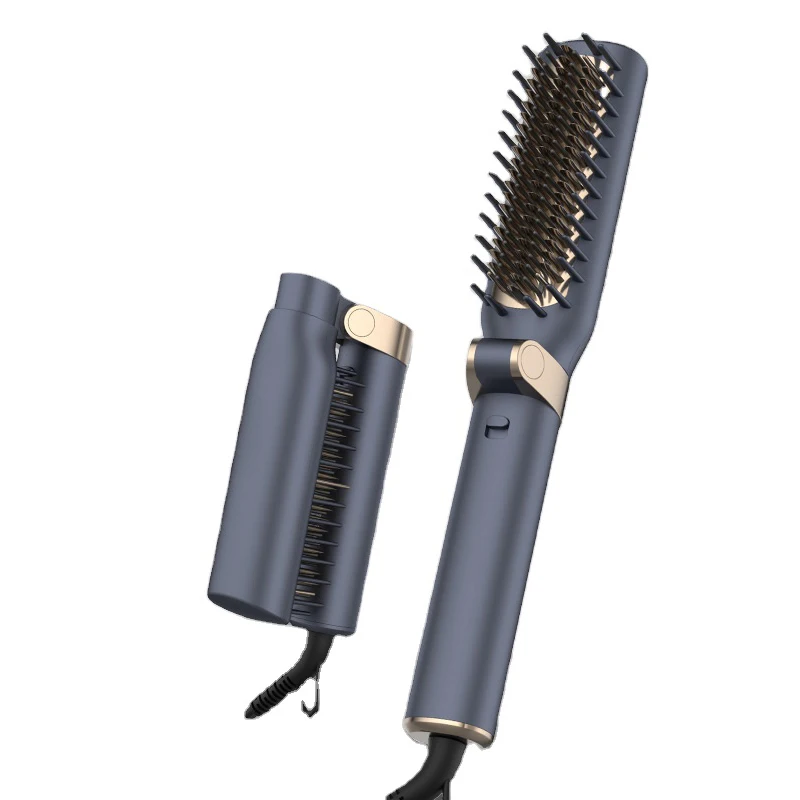 New design hair straightener comb professional portable Grey Ginger smooth hair fast heat up fold hair straightener brush
