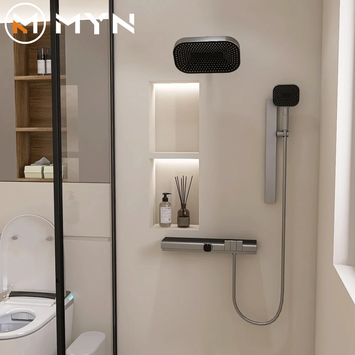 Bathroom Shower Concealed Mixer Shower System Faucet Sets Single Handle Square Thermostatic Concealed Bath Shower Set