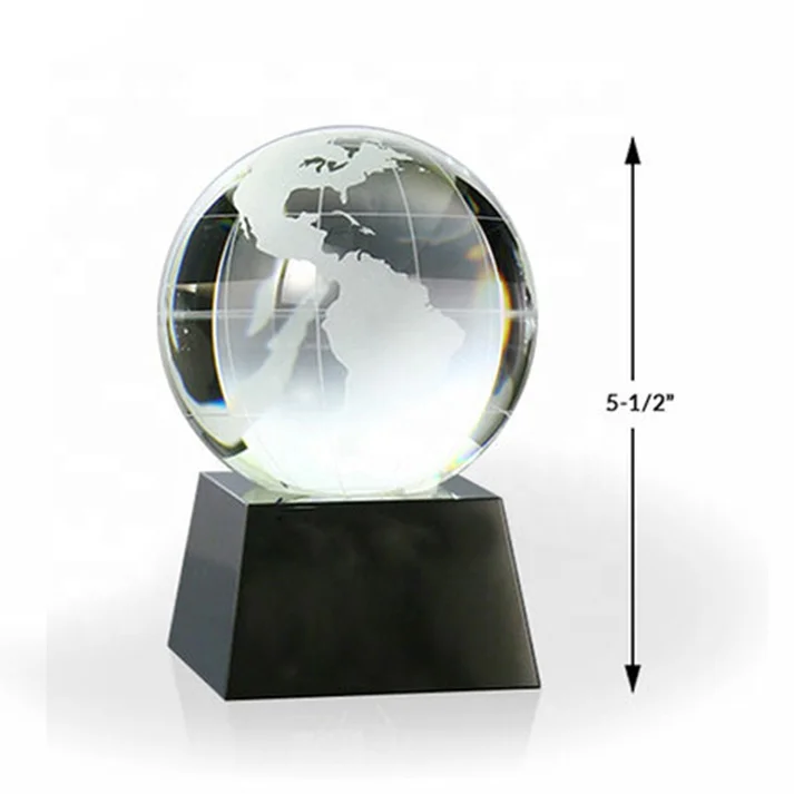 Office Decorative Souvenir Business Gifts Crystal Globe Ball World Paperweight for Desk Top Decoration