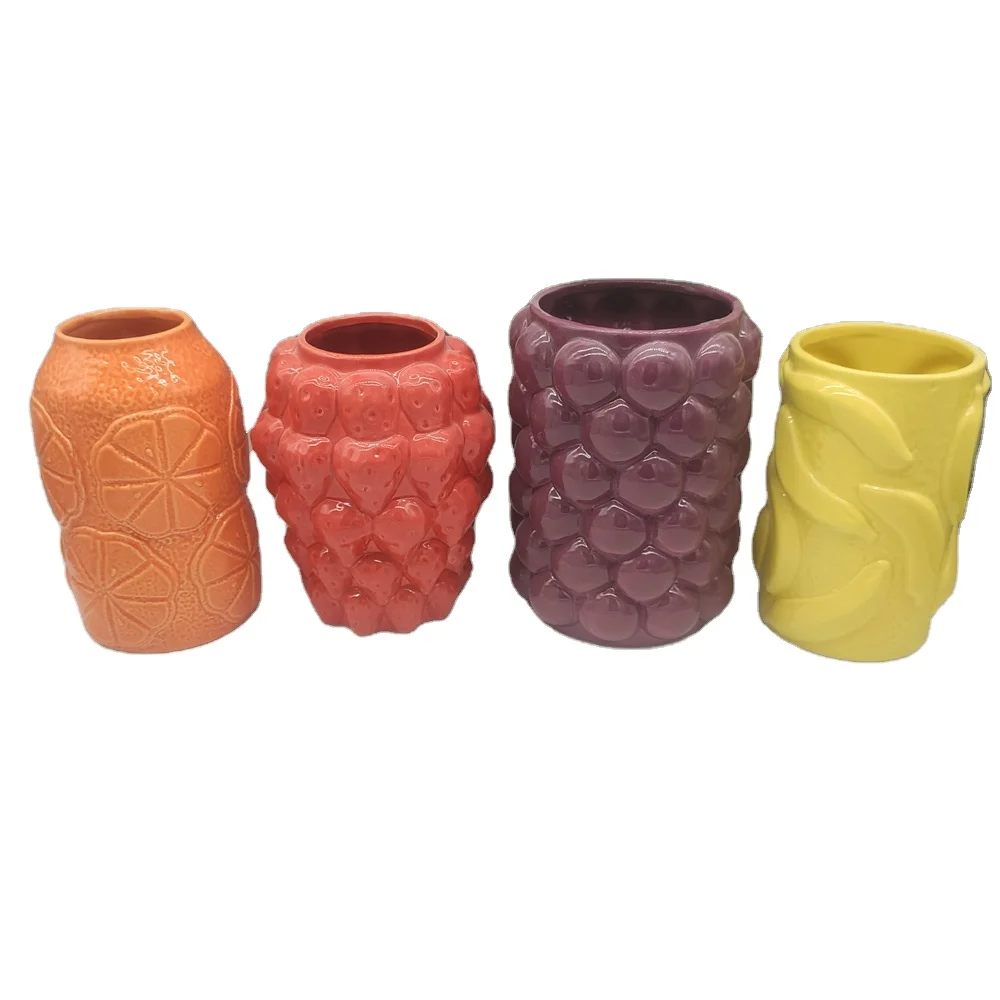 Manufacturer reasonable price supplier Ceramic candy vase large modern decorative funky flower vase floor  fruit design vases