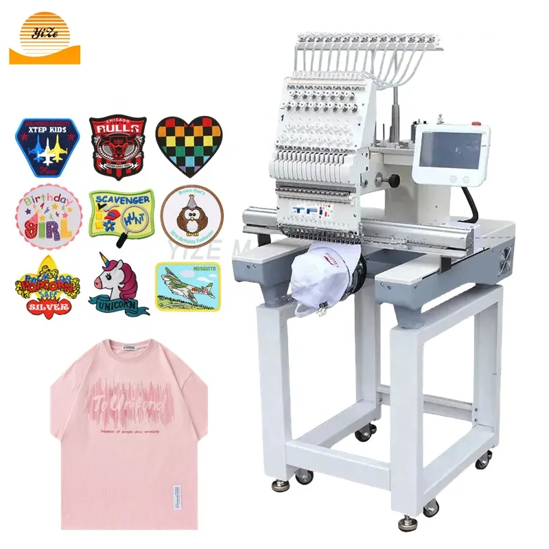 single head t shirt /cap embroidery machine computerized 9 needles embroidery machine clothes single head embroidery machine