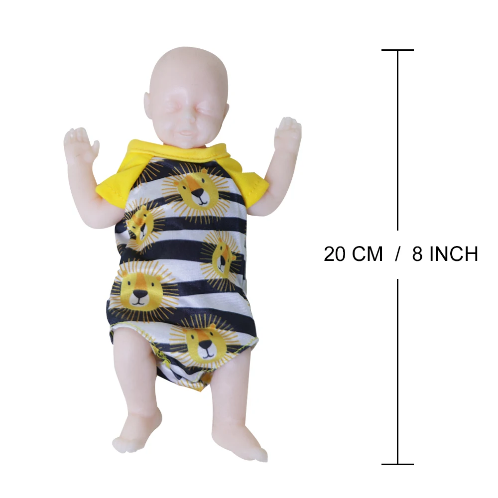 8inch Real Reborn Doll Baby Silicone Body(girl) Newborn Baby Lifelike Painted Skin With Pacifier bottle and outfit for gifts