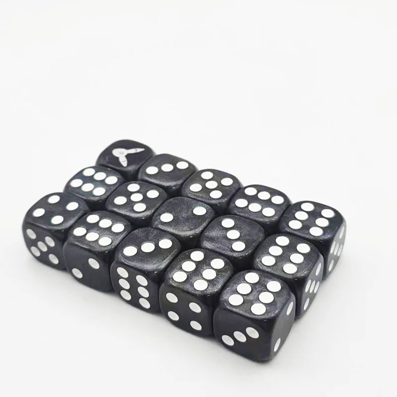 Factory Custom Black Resin 16mm Casino Dice Square D6 Sided With Round Corner And White Dot For Casino Funny Games