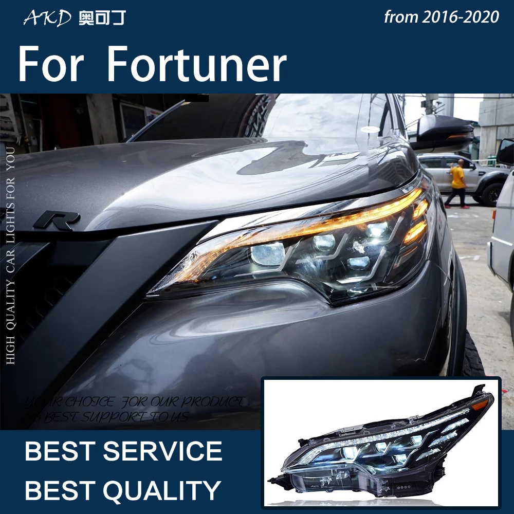 Car Lights For Fortuner 2016-2020 LED Headlight Modification Upgrade Lexus Design Projector 4 Lens DRL Dynamic Turn Signal Lamp