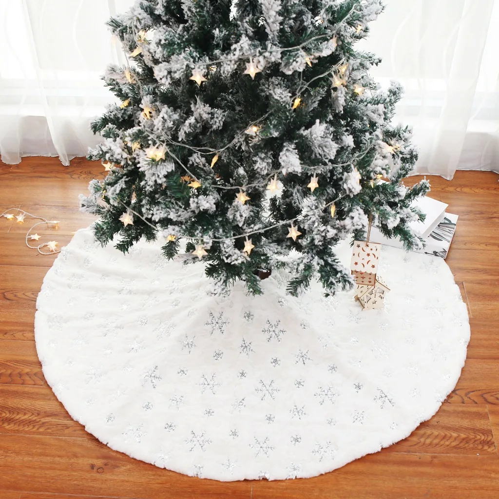 Christmas Tree Skirt Party Home Xmas Decoration Ornaments White Plush Christmas Tree Skirt