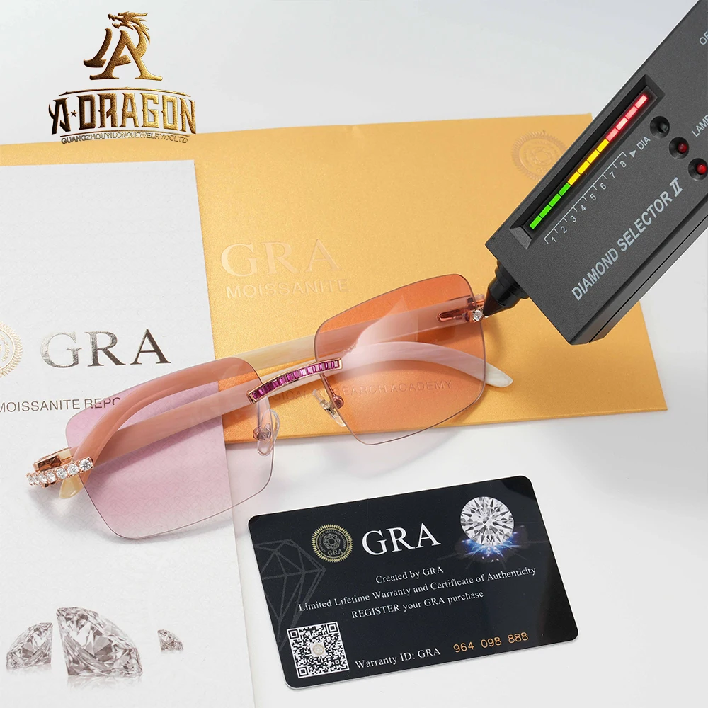 Luxury VVS Moissanite Diamond Pass Diamond Tester Sun Glasses For Men Fast Shipping