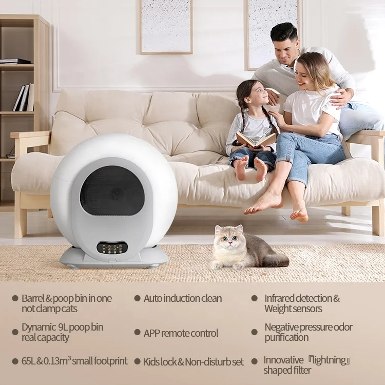 Manufacturer design automatic cat toilet litter box smart intelligent self cleaning cat litter box