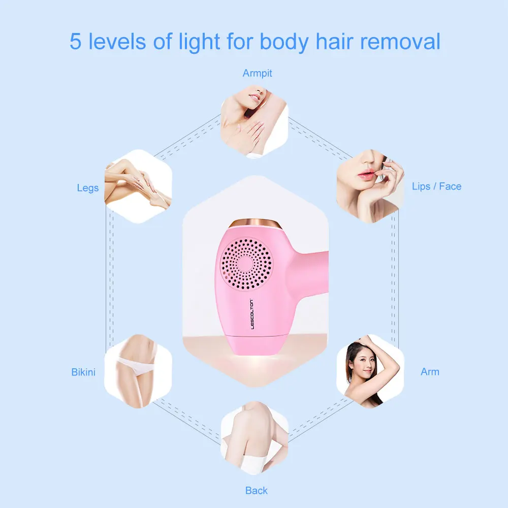 Lescolton Laser Hair Removal Devices Epilator Body Bikini IPL 350,000 Flashes Depilator Painless Electric Epilator Machine