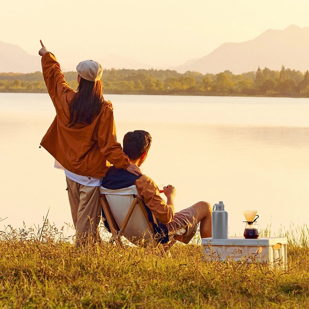 Customized 64oz 304 Stainless Steel Thermos Vacuum Flask Jugs Water Bottle with Portable Handle and Carry Bag