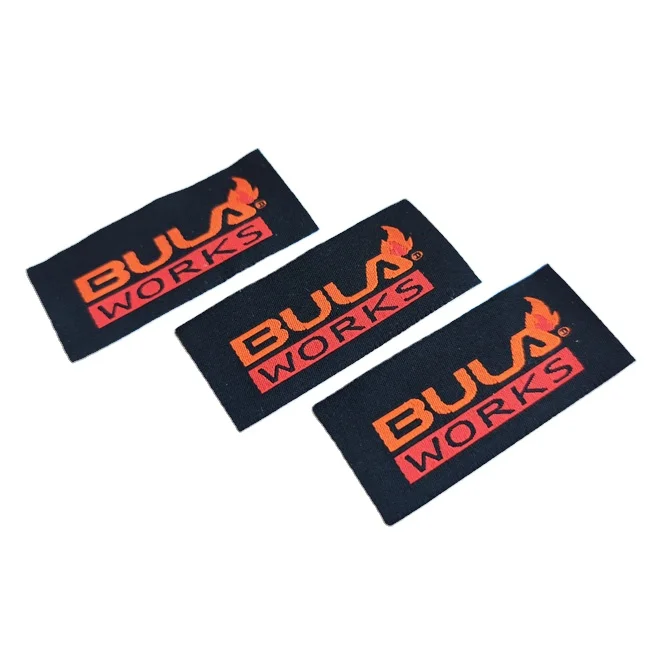 New craft flame retardant woven labels for custom logo private label womens sportswear clothing