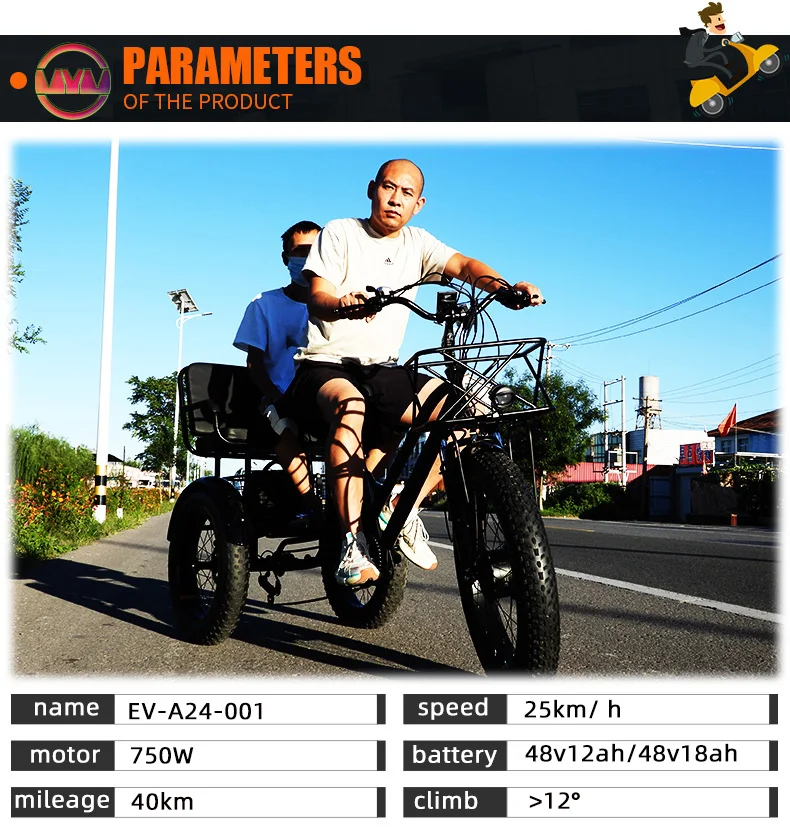 Electric Adult Tricycle Fatbike from China Ebike Max Motorcycle Custom Magnet Body Steel MOTOR Power Bicycle Wheel Brake Cargo