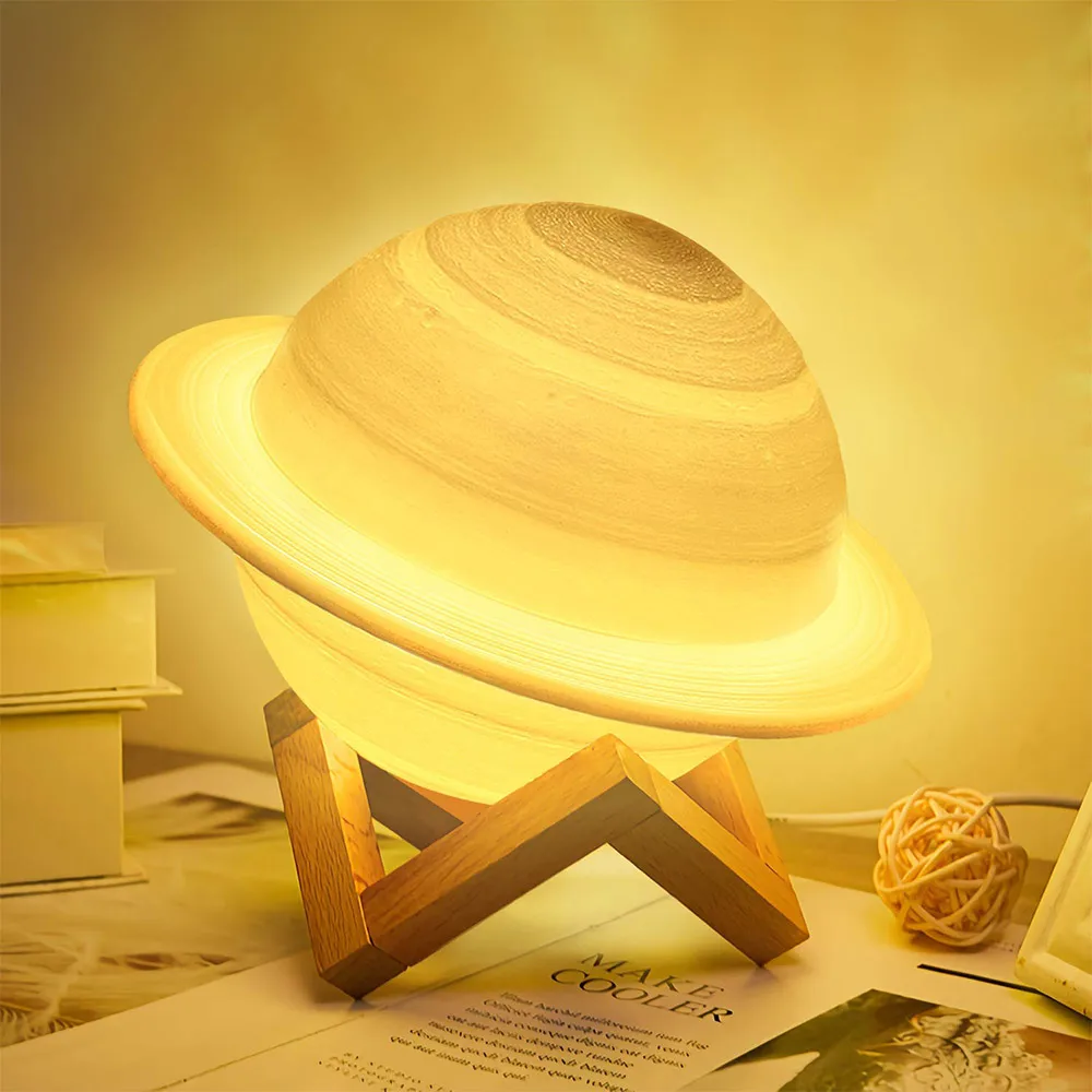 Лампа Saturn с 3D принтом для украшения дома, светодиодный ночник для спальни с пультом дистанционного управления, подарок для детей, ночник