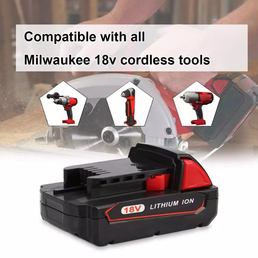 Factory M18 48-11-1820 Compact 18V 2.0 Amp Hour Red Lithium Ion Battery for Milwaukee M18 Cordless Power Tools