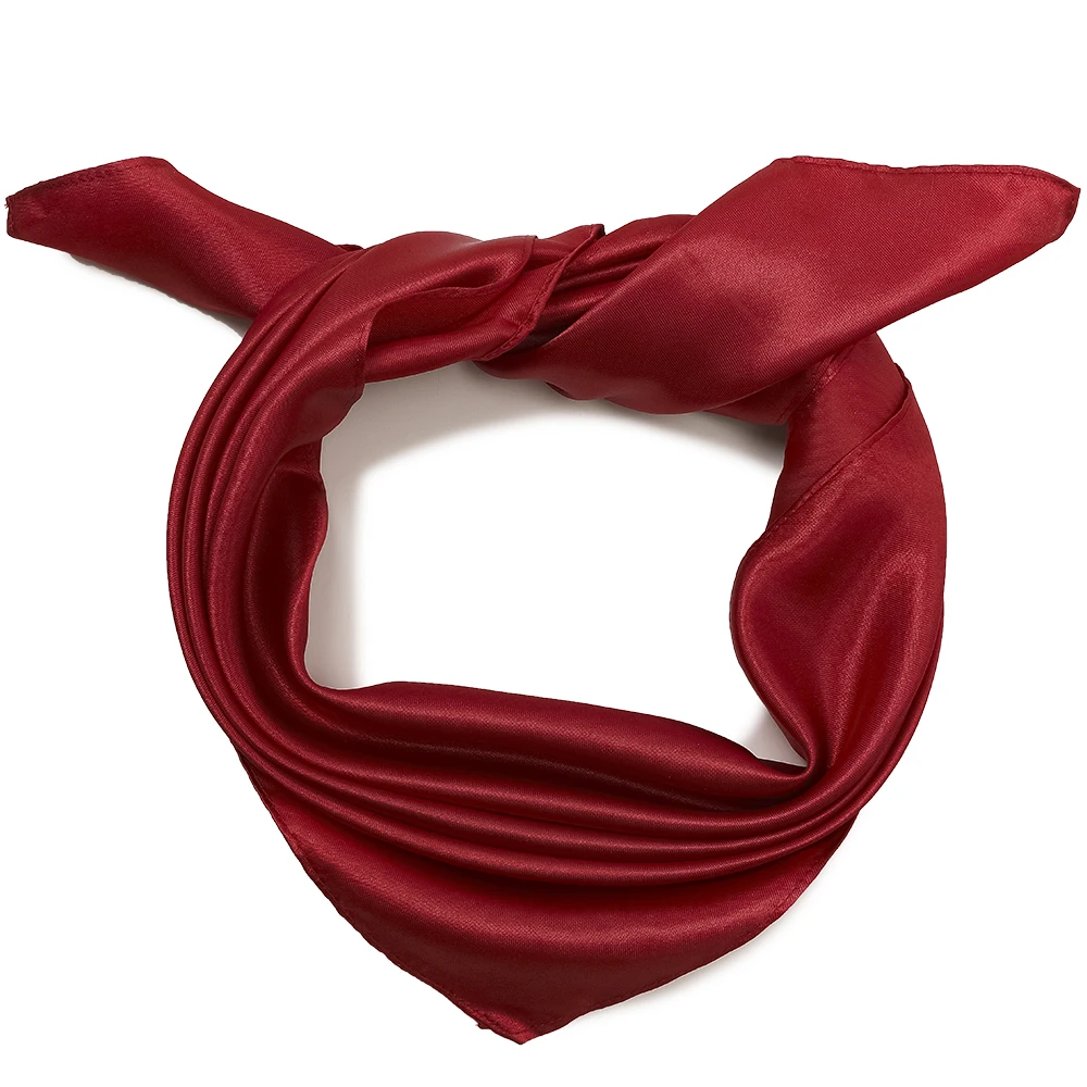 Scarf Manufacturer Wholesale Or Custom Print Silk Feel Shiny Satin Scarf Solid Color Polyester Piece-Dyed Red Square Scarf