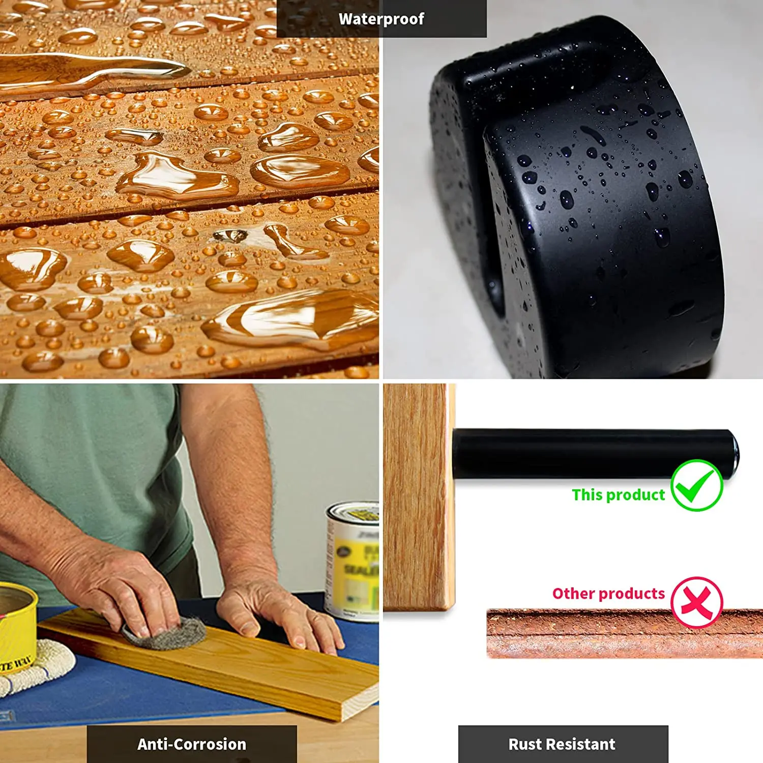 Teak Folding Wall Mounted Shower Seat for Small Shower Space with Matte Black Fitting