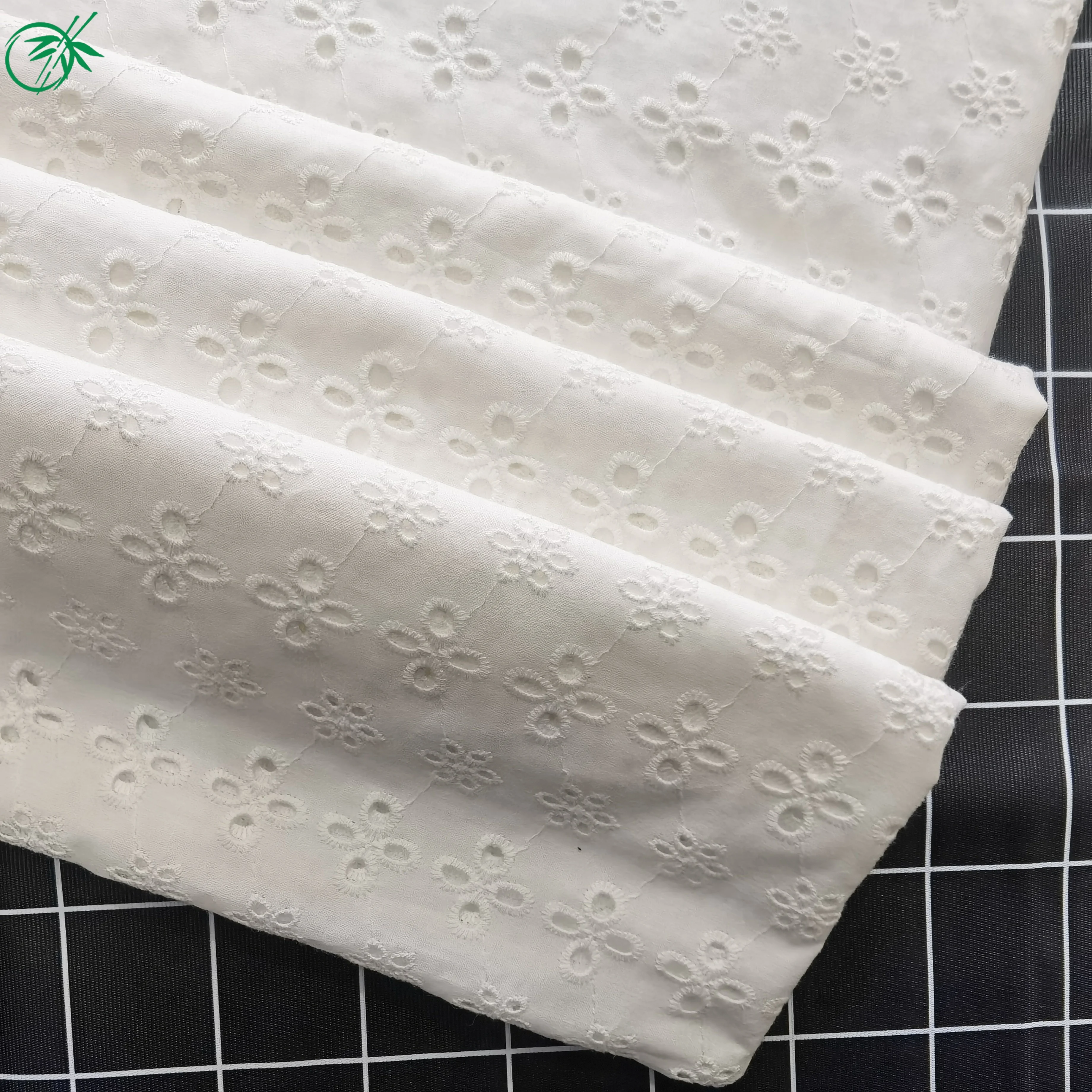 
100% Cotton Voile Floral Embroidery Fabric from Manufacturer for Women 