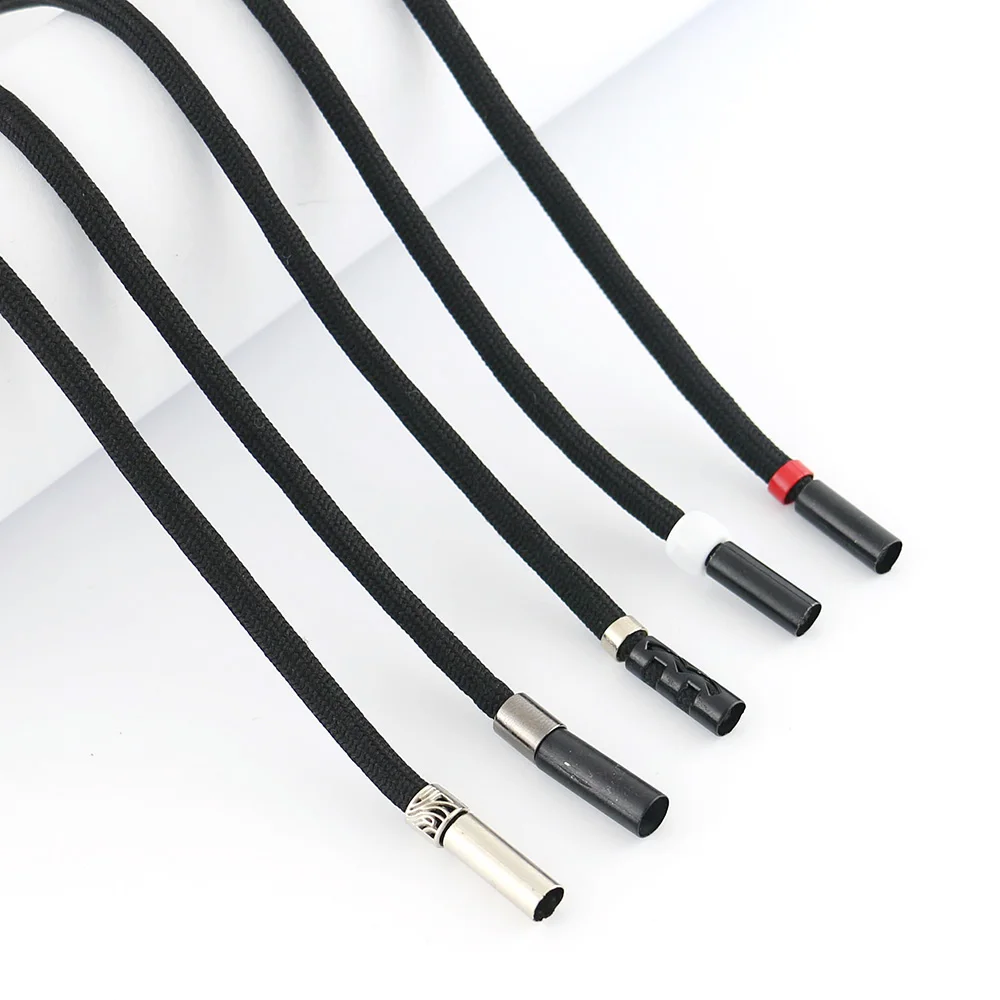Custom Logo Braided Polyester Round Hoodie Drawcord Draw Cord String With Plastic Or Metal Tip