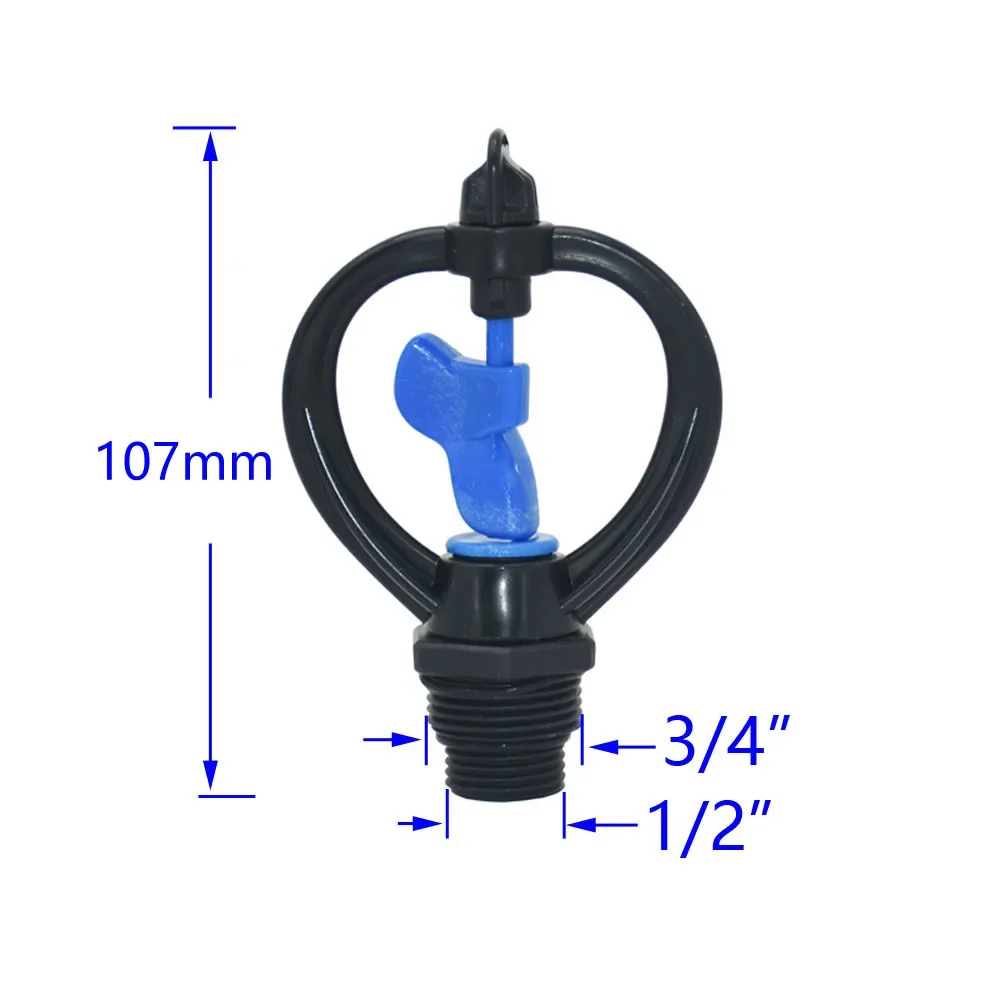 1/2 3/4 Inch Farm Sprinkler 360 Degrees Rotary Lawn Sprinklers for Garden Gardening Water Watering Garden Lawn Irrigation
