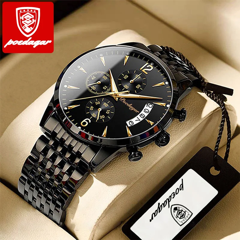Poedagar брендовые новые модные мужские часы, водонепроницаемые, с подсветкой, Дата спортивные часы класса люкс кварцевые мужские наручные часы Роскошные мужские часы