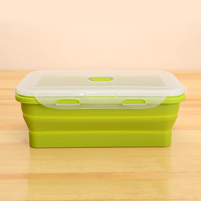 800ML100% Food Grade Silicone Microwavable Lunchbox Foldable Silicone Bowl Collapsible Food storage Bento Container