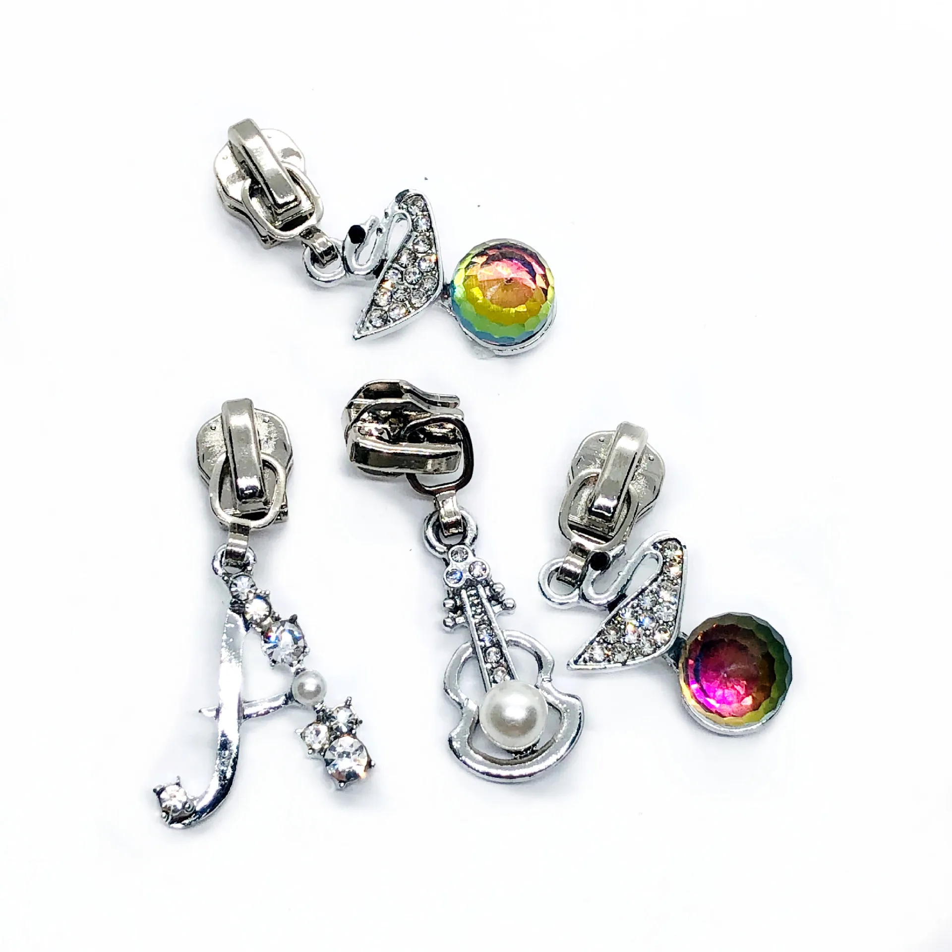 High Quality Pearl with Drill Zipper Head Five-pointed Star Wholesale No. 5 Garment