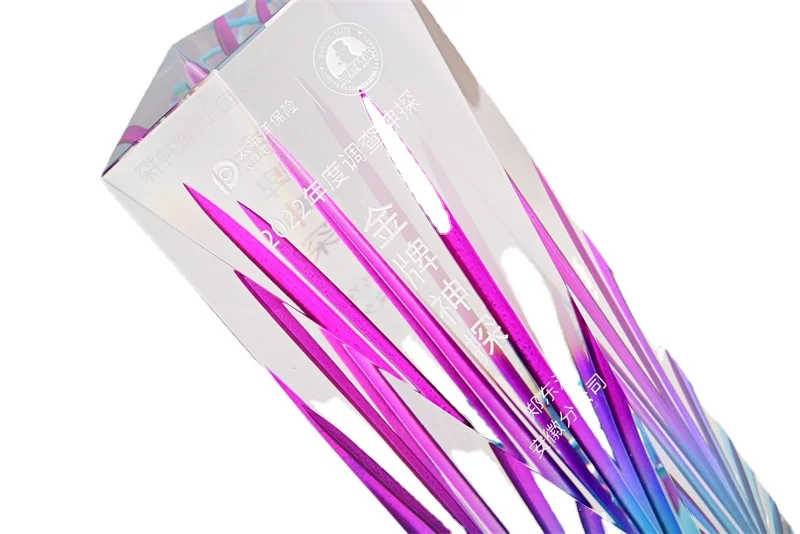 Jadevertu LOW MOQ Customized Logo Folk Art pink crystal trophy awards medals & plaques gifts high end trophy czech craft