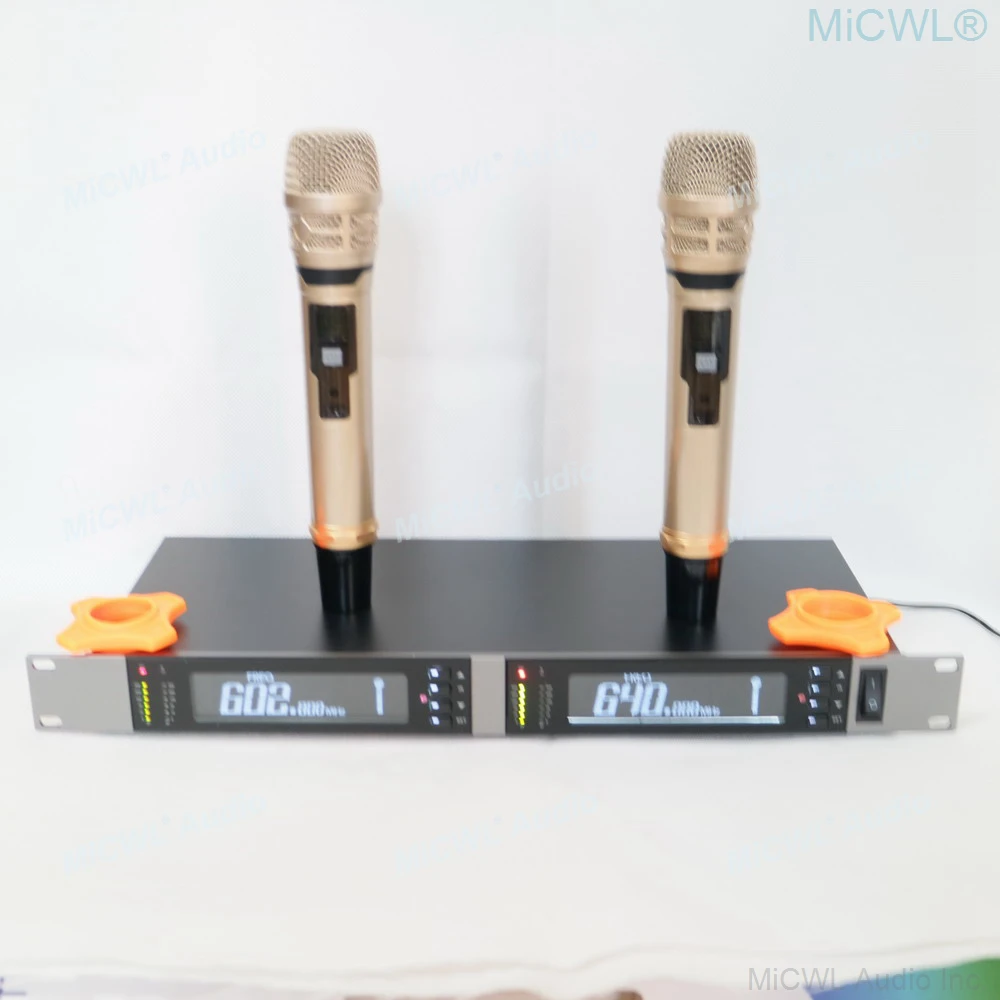 Профессиональная беспроводная ручная микрофонная система MiCWL EM7000 2 Golden KSM8 для сценической студийной аудиопроизводительности 500 м