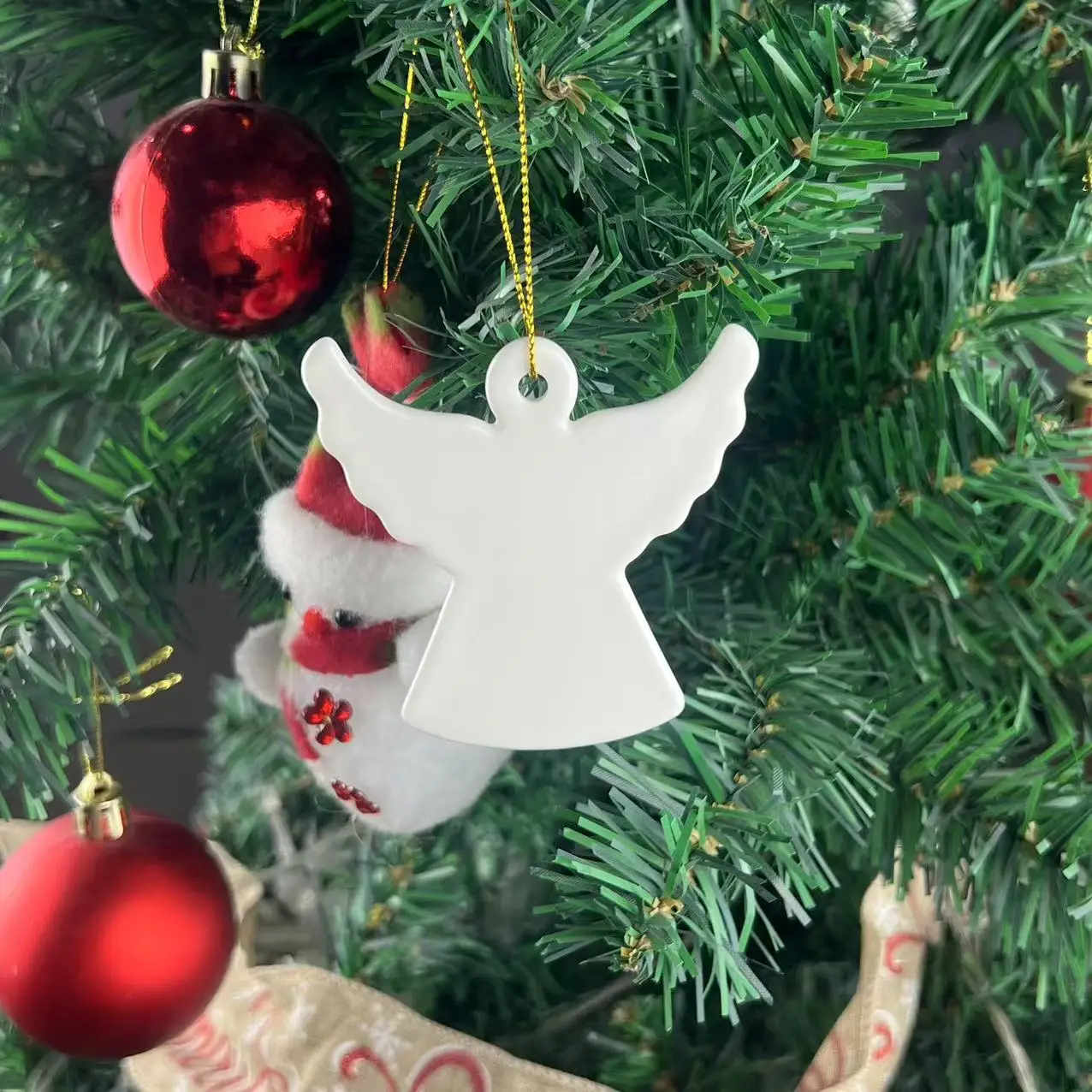 Wholesale Blank White Porcelain Pendant Custom Creative Christmas Ceramic Ornament Pendant