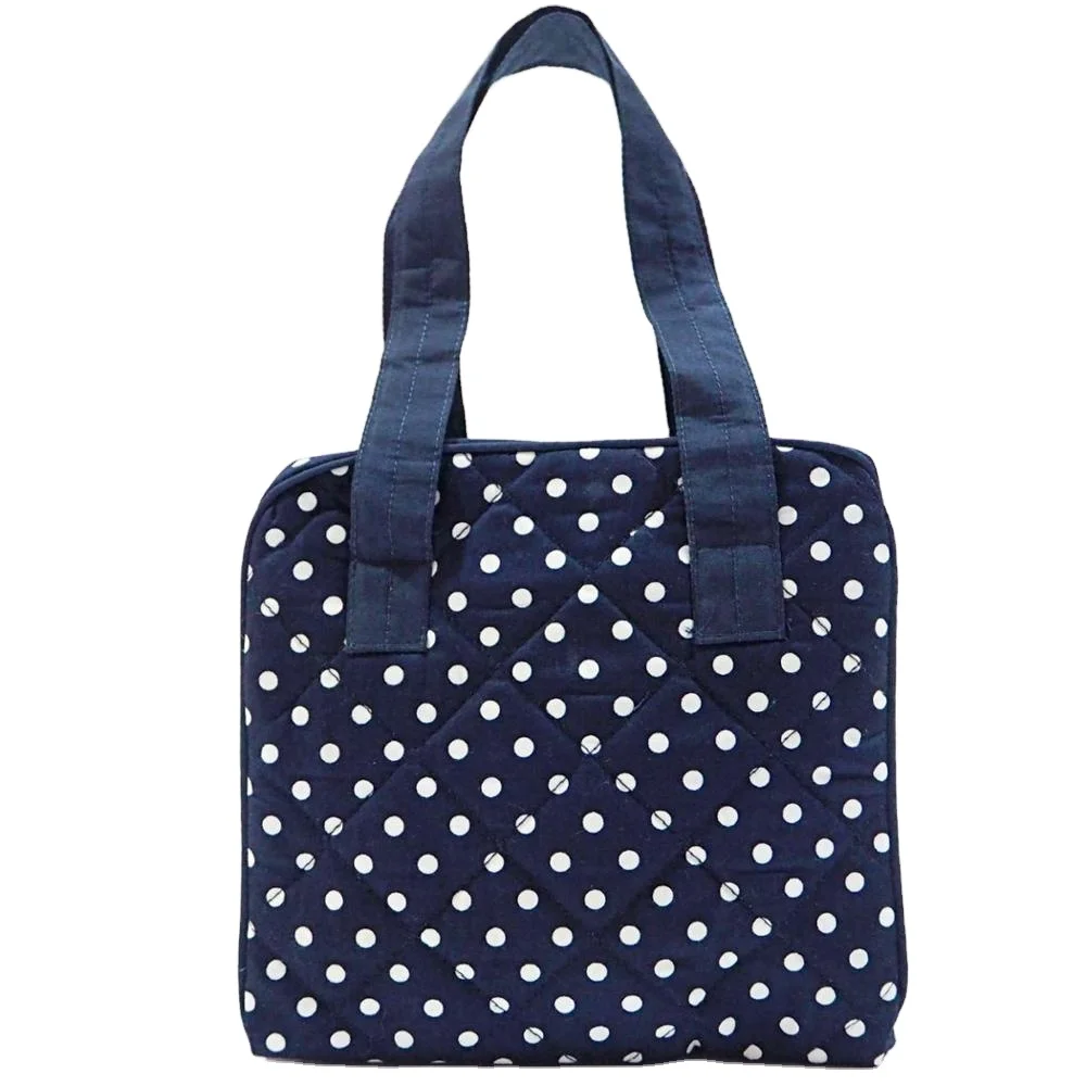 
Thailand Fashion Travel Handmade Hand Bags with Cotton Dot Printed Fabric 