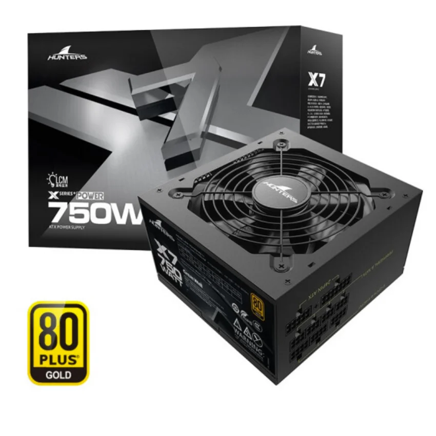 New design Rated 750W X7 gold mode Computer Pc power supply double 8PIN full voltage 12V/70cm long wire with CE certificate
