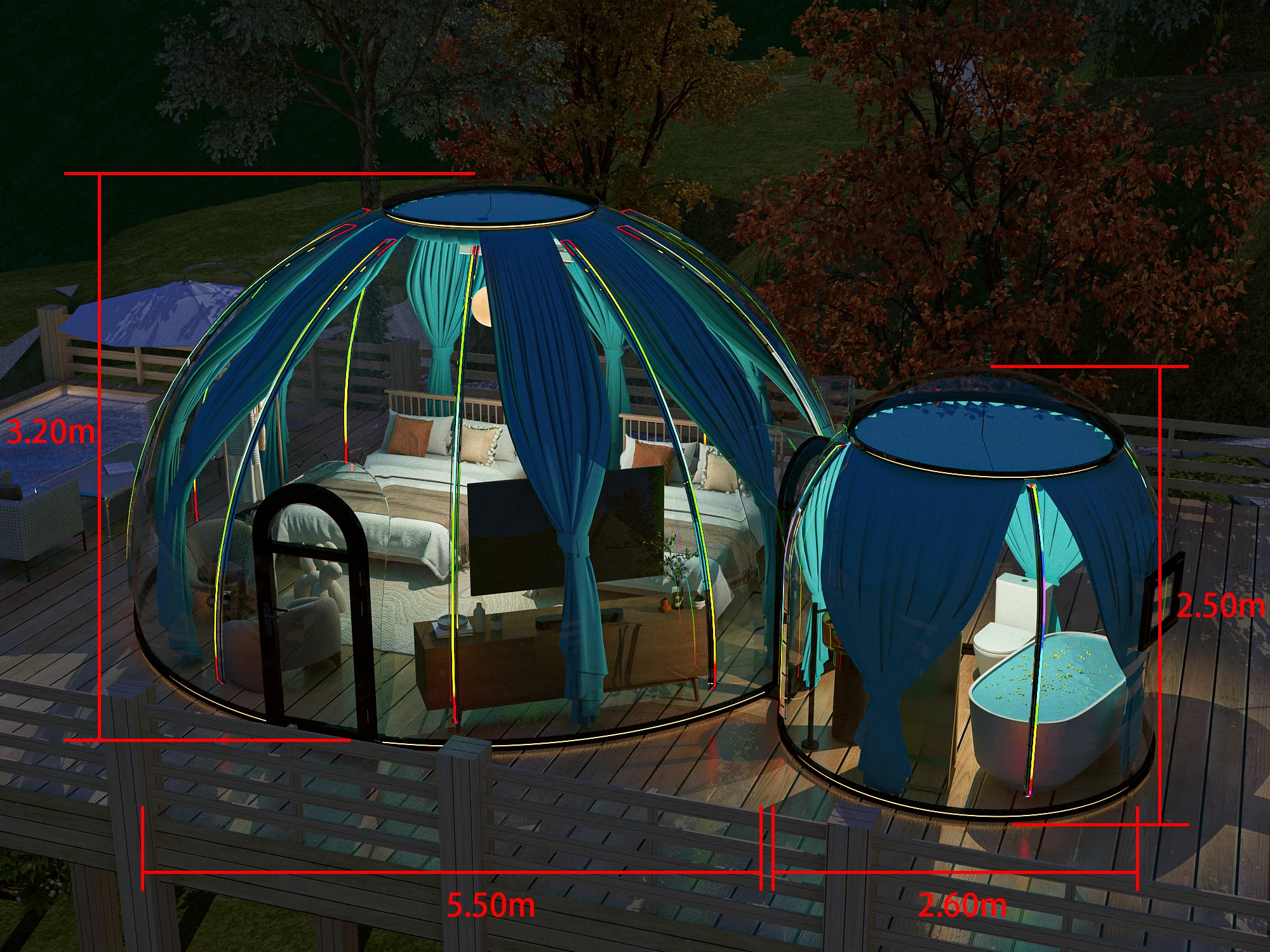 Full House Prefabricada Transparent Igloo Dome Bubble Luxury Hotel Tent Dome Room