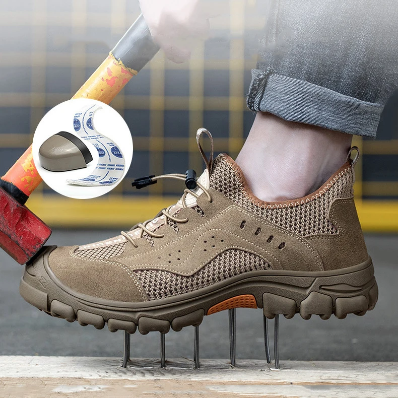 GOTAN Summer Breathable Functional Shoes Unisex Mesh Upper Safety Shoes for Men Anti-slip Work Boots