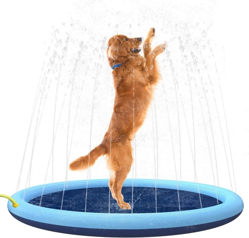 FDS Splash Sprinkler Pad for Dogs Kids, Non-Slip Thicken Dog Pool with Sprinkler,  Water Mat Toys for Pets