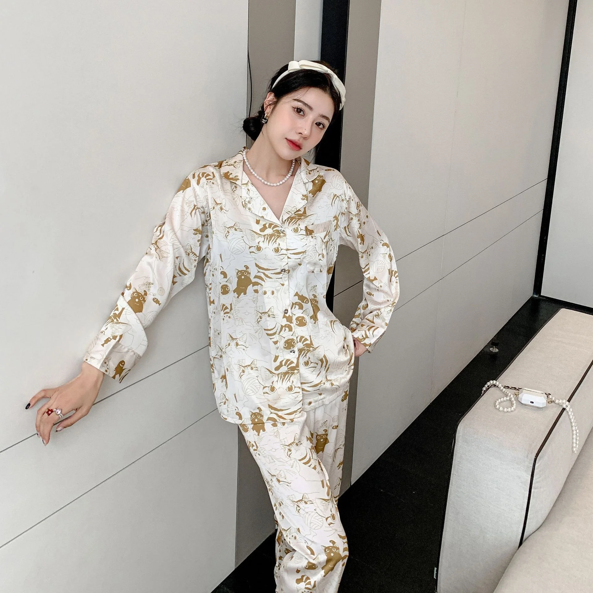 New arrivals luxury silk satin Pajamas wholesale animal Pajama Sleepwear for women plus size summer nightwear