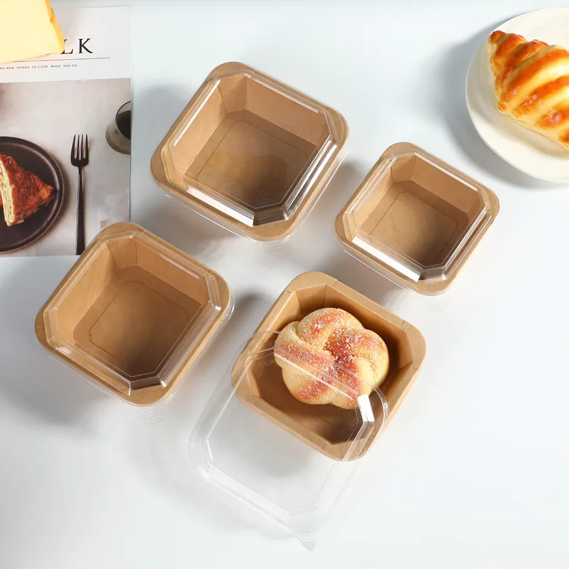 Wholesale Popular Disposable Octagon Shape Takeaway Food Paper Tray Square Paper Salad Bowls with Lids