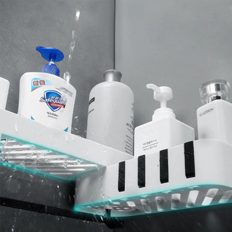 Multifunctional Plastic Kitchen Organizer Wall Holders Bathroom Storage Rack For Shampoo And Shower Gel