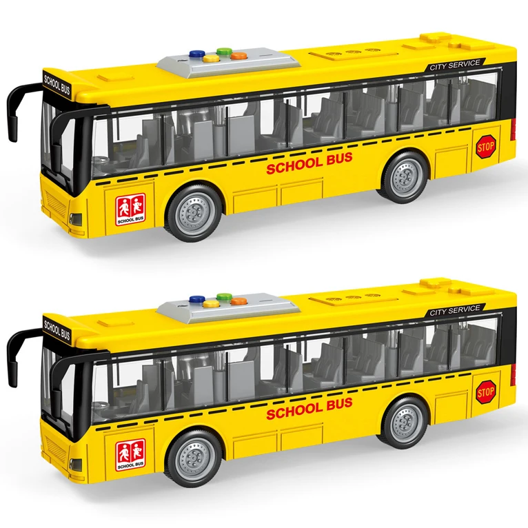 ODM/OEM Custom Model School Bus Toys 1:16 Electric Friction School Bus Toys With Open Door And Light Music
