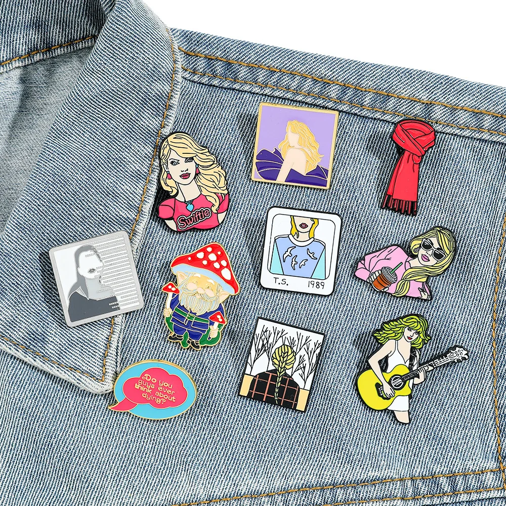 Hot sales Taylor star swift metal pins Usa Popular Singer Corsage Brooch Fans Hat Clothing Bag Decorative Enamel Lapel Pin