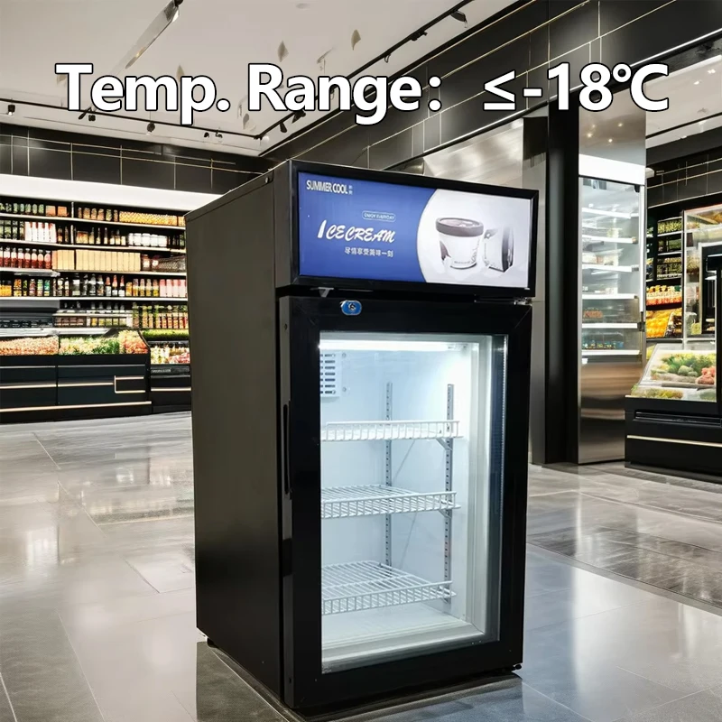 58 liters Vertical Desktop Display Cooler Upright Refrigerator with Defogging Glass Door for Store Use