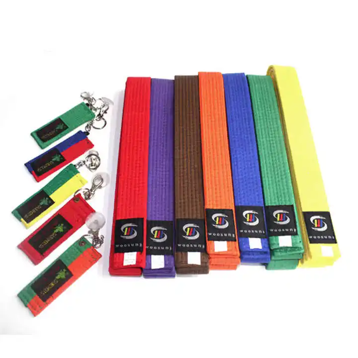 Sample free shipping wholesale custom colorful martial arts bjj belts taekwondo karate judo belt