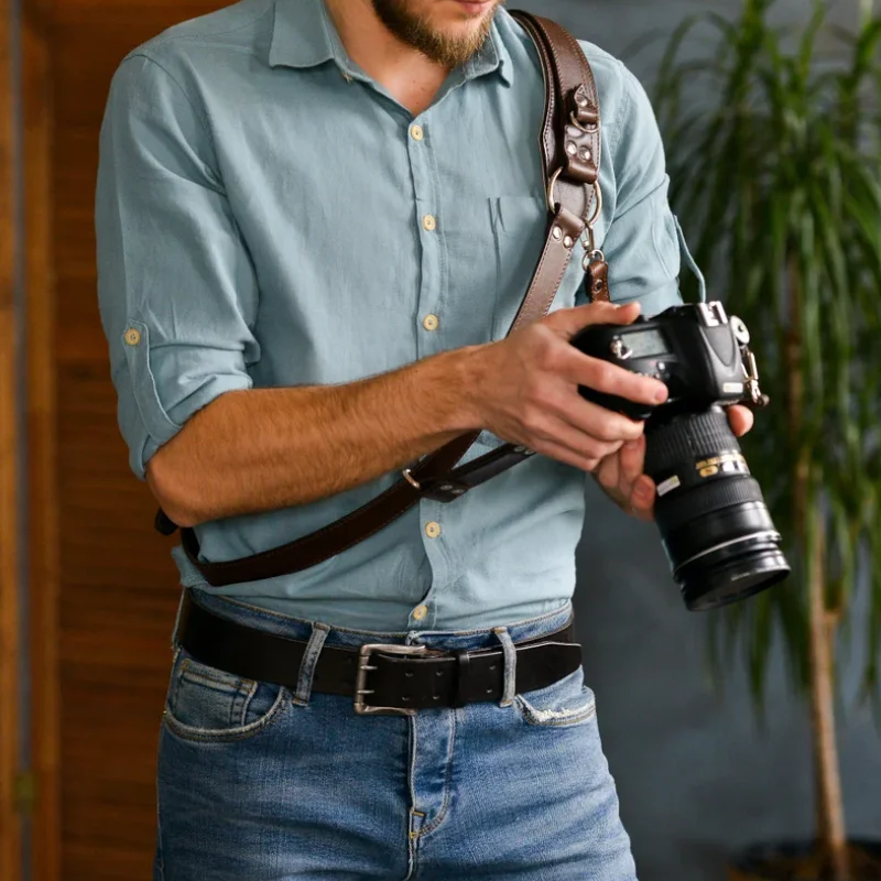 PU Leather Camera Belt Strap Shoulder Camera Strap Rope Single Camera Harness