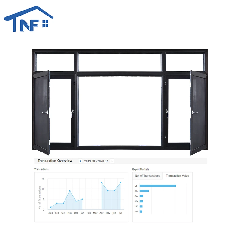 Storm Hurricane Proof Tempered Glass Bronze Vinyl Casement Window