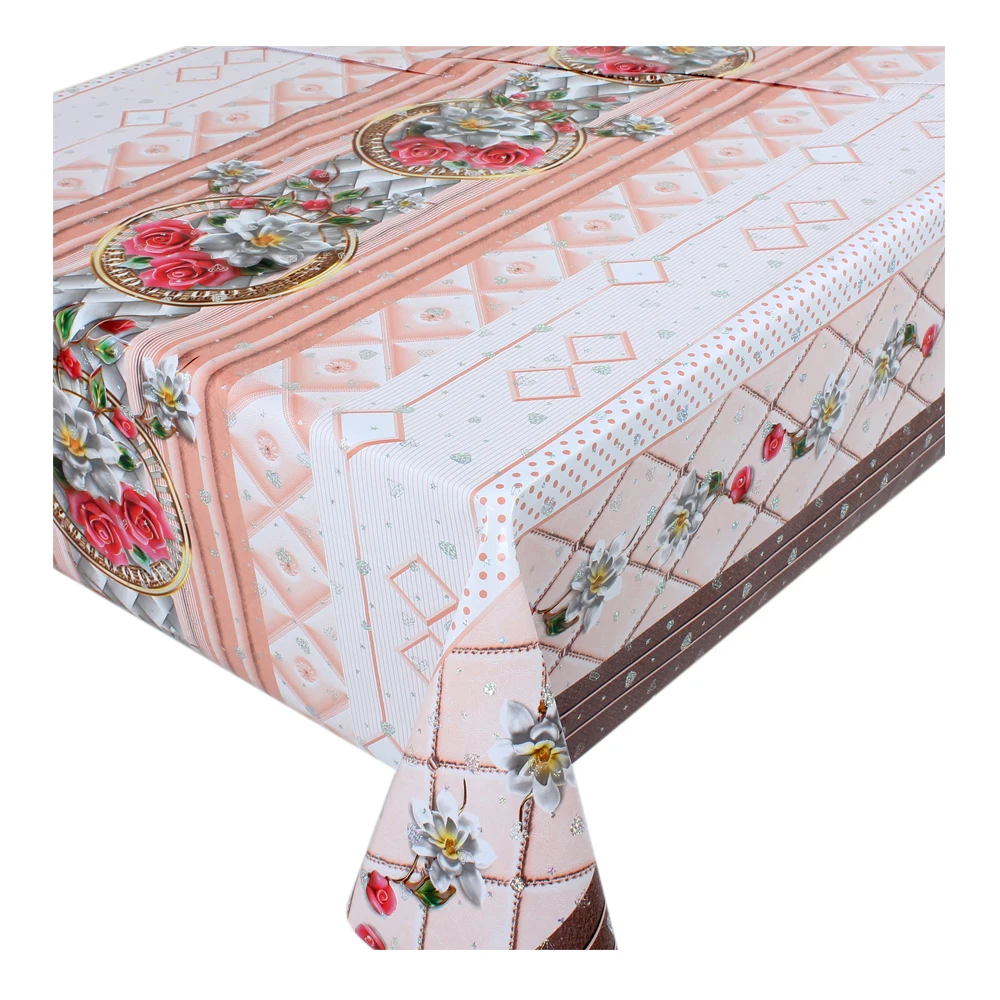 Wholesale luxury high quality gold roll water proof PVC fabric tablecloth in roll