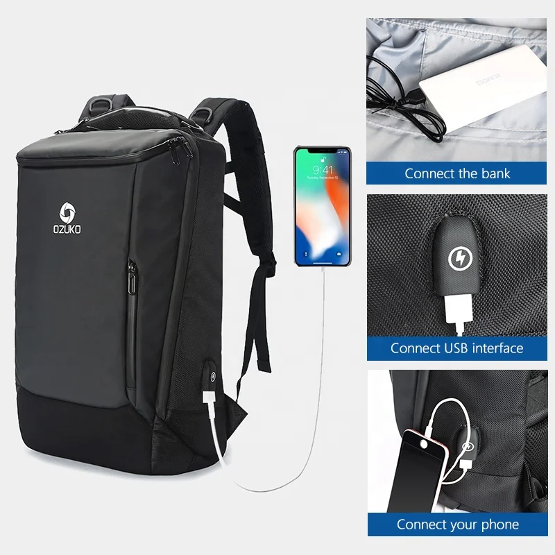 Ozuko D9060 Usb 15 6 дюймов рюкзак спортивная сумка для путешествий изготовленным на заказ логосом пеший Туризм Рюкзаки Мужская ноутбука школьные