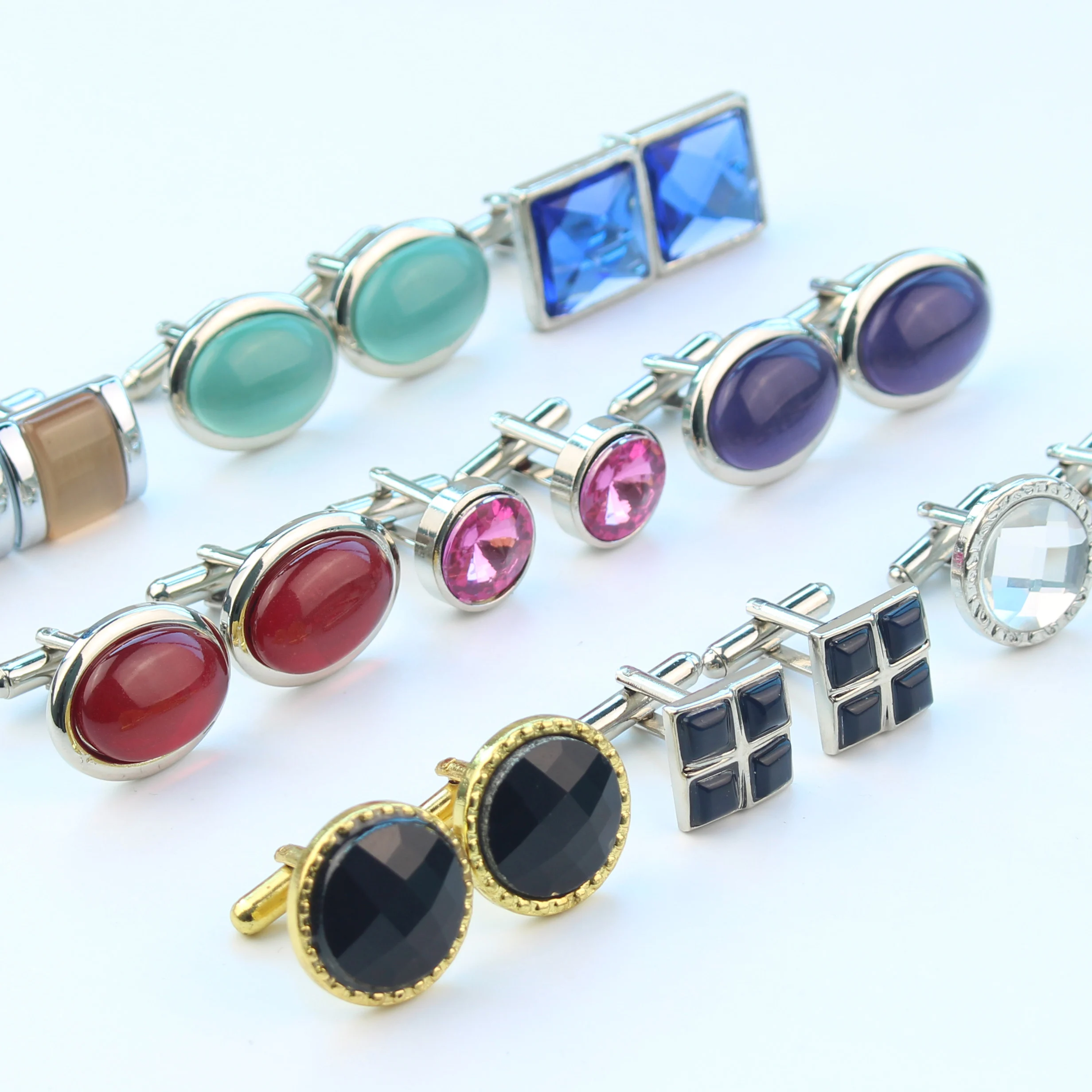 Классические круглые эллиптические запонки для мужчин, рубашка, кошачий глаз, запонки с эмалью, драгоценные камни, модные брендовые ювелирные изделия