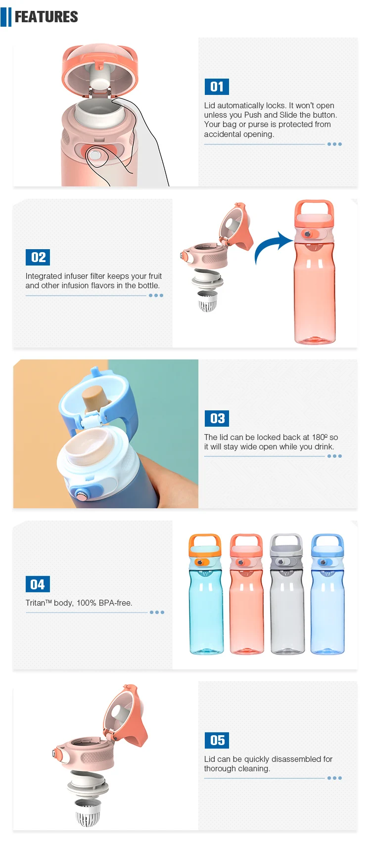 Wholesale Fancy Custom Wholesale Fancy Custom plastic drink bottles and lids