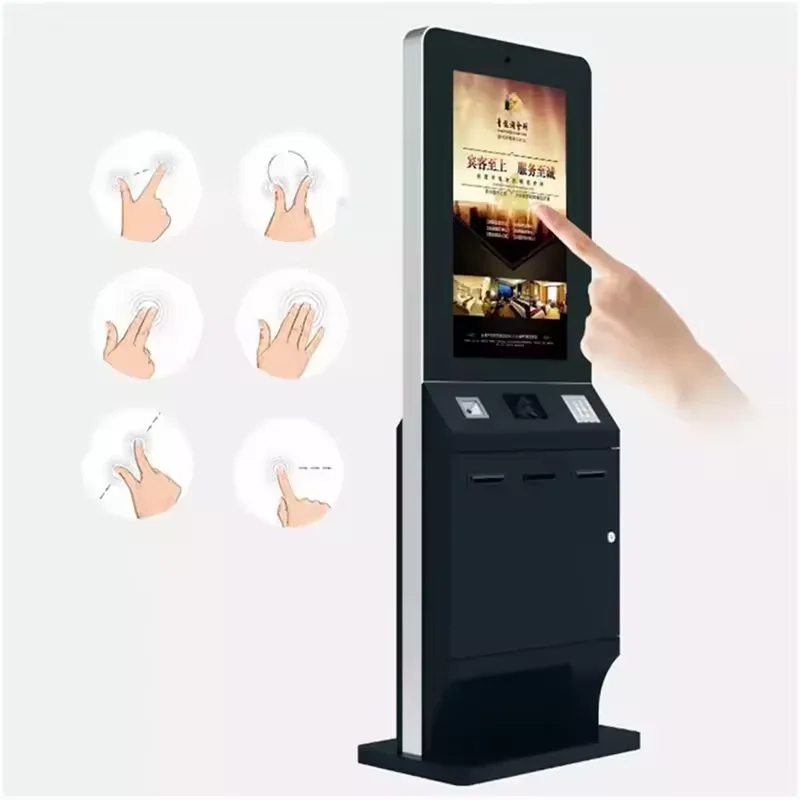 Floor stand 21.5 inch touch screen check in self service kiosk hotel kiosk self check-in