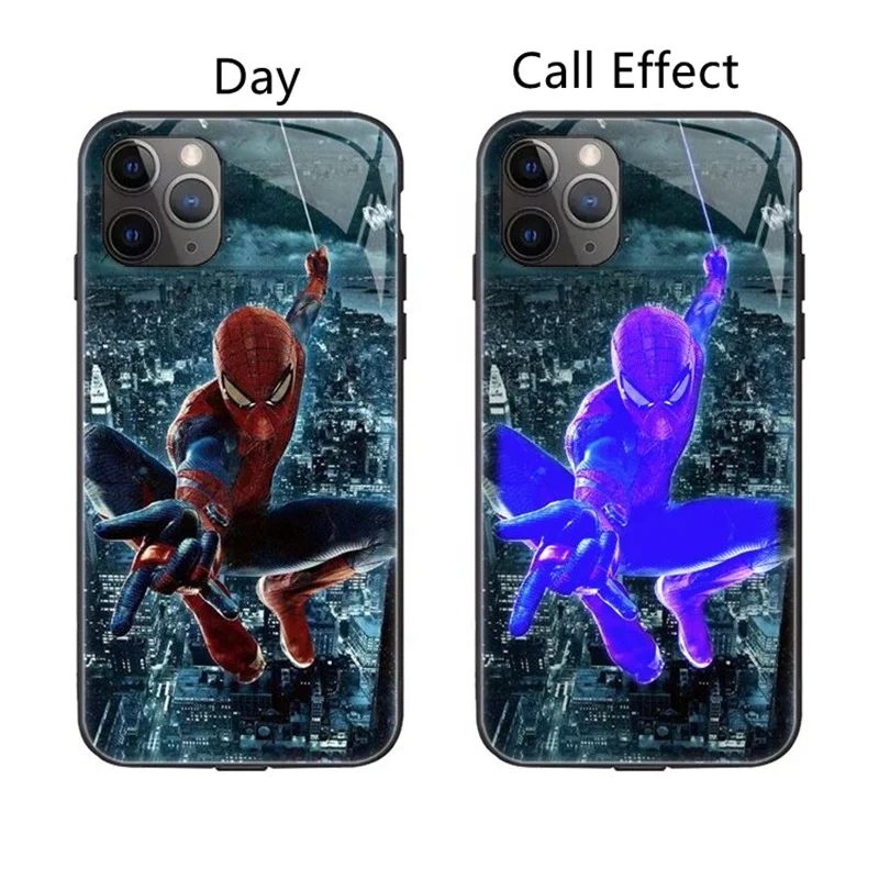 Anime Incoming Call Led Flashing glowing phone cases light up Luminous Glass led phone case for iPhone 13promax 12promax XR 11 X