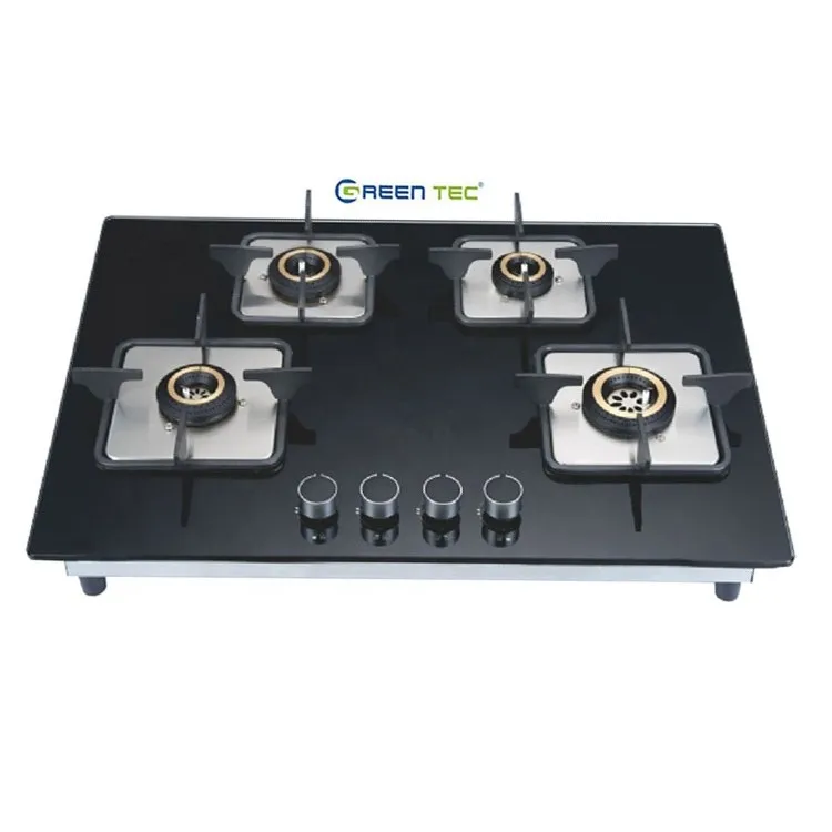 LPG Tempered Glass Super good blue flame gas cooker stove with 4  brass burner gas hobs