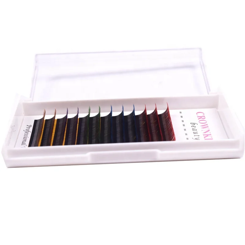 Ombre Color Bundle Eyelash Extensions False Silk Mink Eyelashes private label  Handmade Wholesale